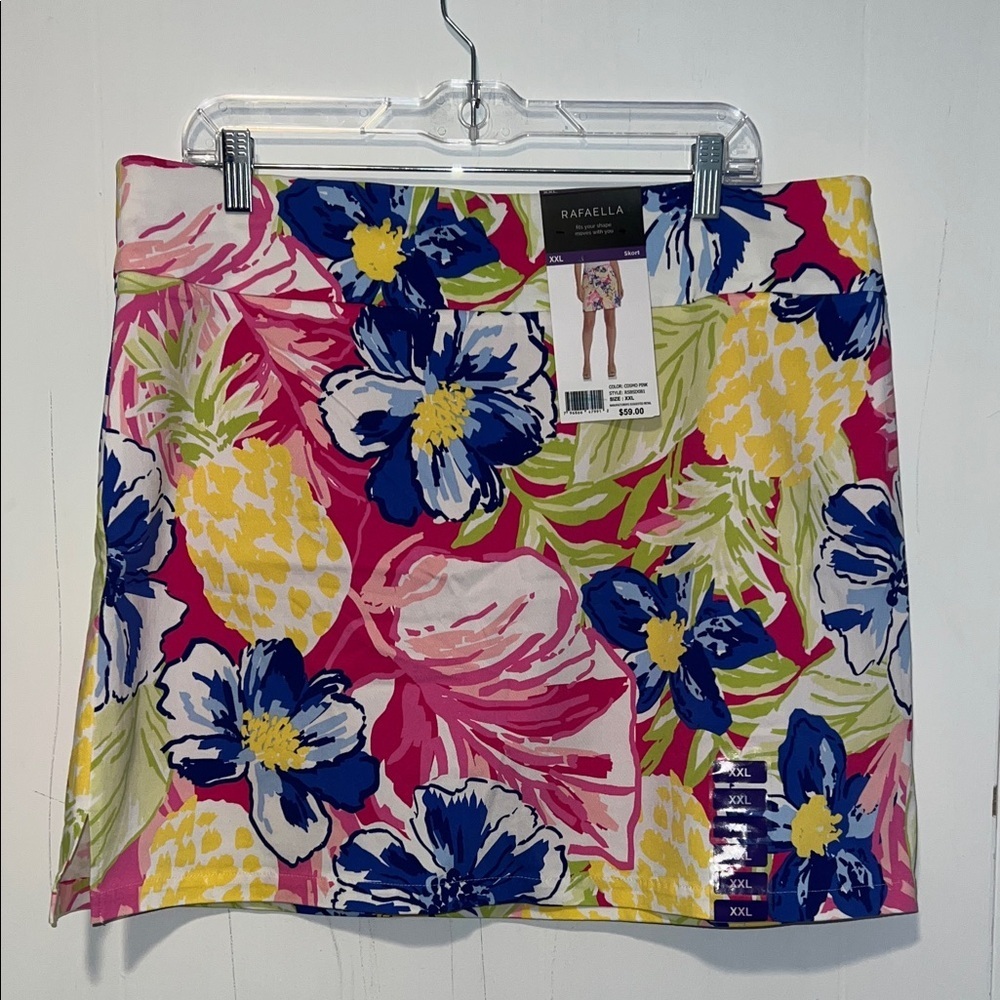 Rafaella Multicolor Floral Mini Skort - Pink, Blue & Yellow Cosmo Pink 03292622